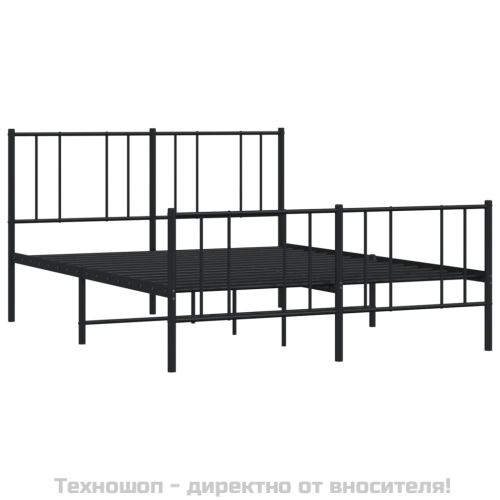 Метална рамка за легло с горна и долна табла, черна, 150x200 см