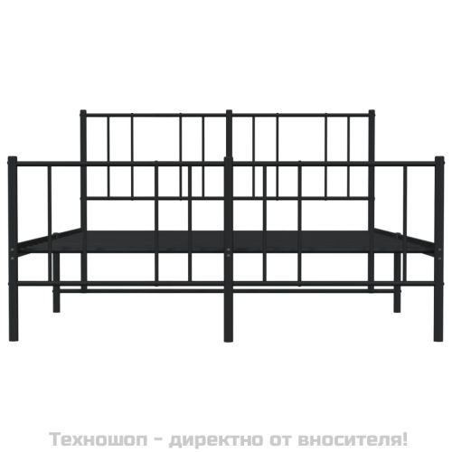 Метална рамка за легло с горна и долна табла, черна, 150x200 см