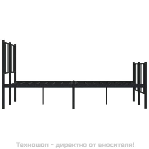Метална рамка за легло с горна и долна табла, черна, 150x200 см