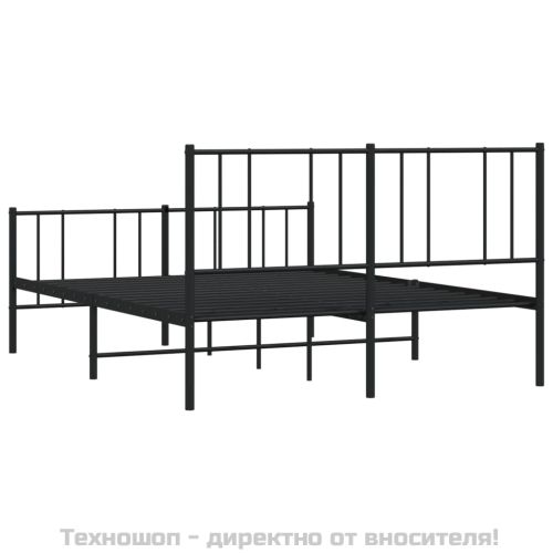 Метална рамка за легло с горна и долна табла, черна, 150x200 см
