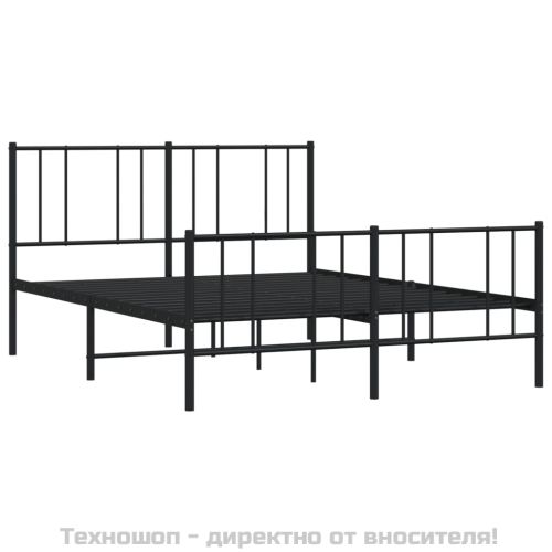 Метална рамка за легло с горна и долна табла, черна, 135x190 см