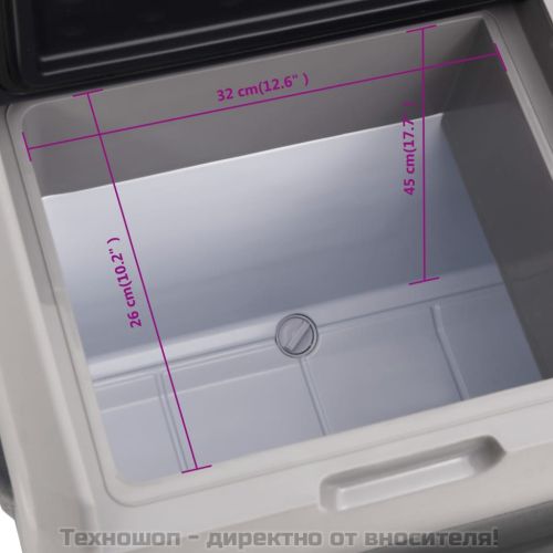 Хладилна кутия с колелца и дръжка черно/сиво 50 л полипропилен