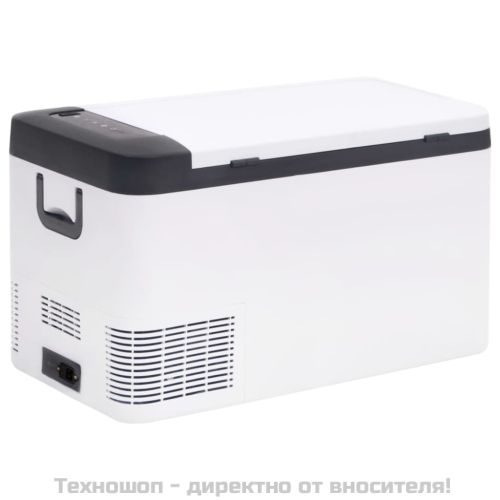Хладилна кутия с дръжка и адаптер черно и бяло 18 л PP и PE