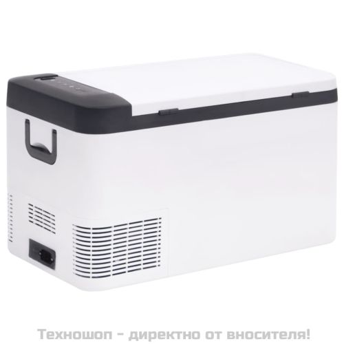 Хладилна кутия с дръжка и адаптер черно и бяло 18 л PP и PE