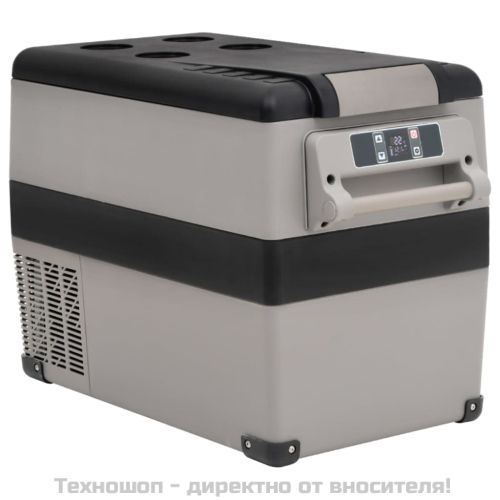 Хладилна кутия с дръжка и адаптер черно и сиво 35 л PP и PE