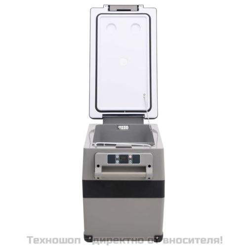 Хладилна кутия с дръжка и адаптер черно и сиво 35 л PP и PE