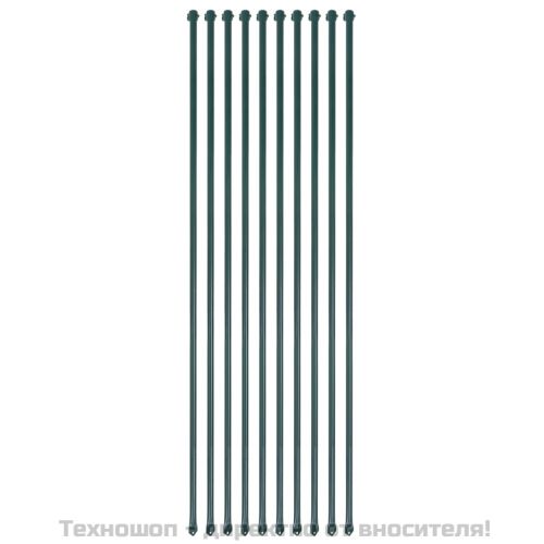 Градински колове, 10 бр, 1,5 м, метал, зелено