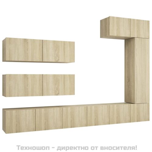 Комплект ТВ шкафове от 7 части, дъб сонома, инженерно дърво
