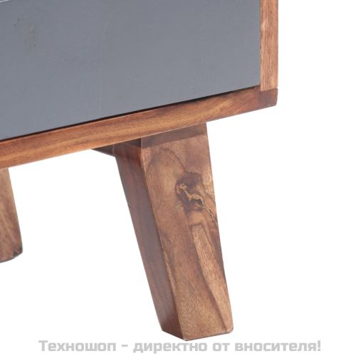 ТВ шкаф, сив, 140x30x45 см, масивно дърво