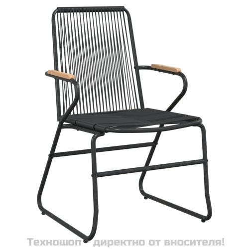 Градински столове, 2 бр, черни, 58x59x85,5 см, PVC ратан