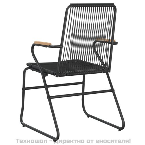 Градински столове, 2 бр, черни, 58x59x85,5 см, PVC ратан