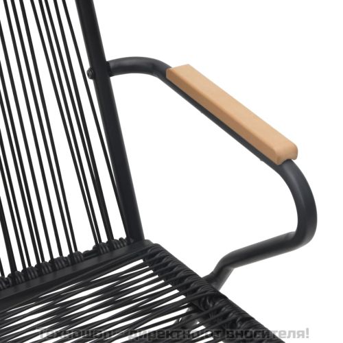 Градински столове, 2 бр, черни, 58x59x85,5 см, PVC ратан
