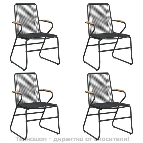 Градински столове, 4 бр, черни, 58x59x85,5 см, PVC ратан