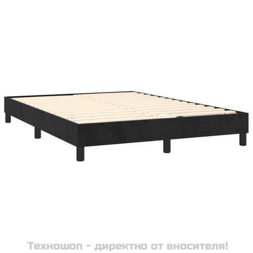 Боксспринг легло с матрак, черно, 140x190 см, кадифе
