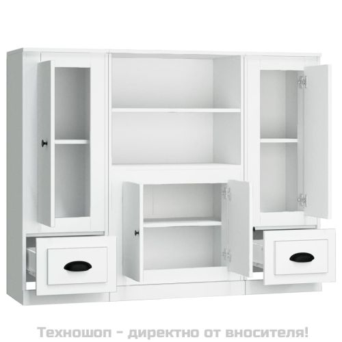 Високи шкафове, 3 бр, бели, инженерно дърво