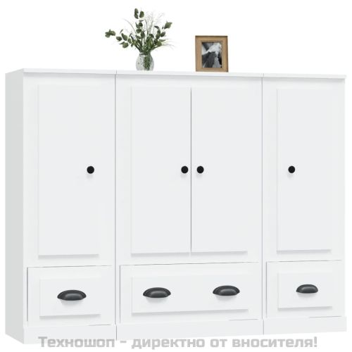 Високи шкафове, 3 бр, бели, инженерно дърво