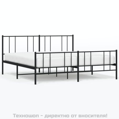 Метална рамка за легло с горна и долна табла, черна, 200x200 см