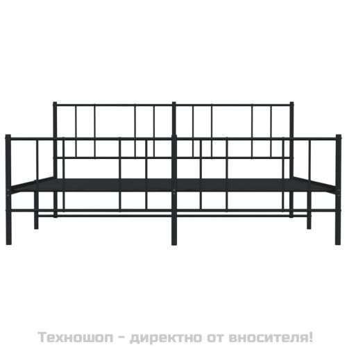 Метална рамка за легло с горна и долна табла, черна, 200x200 см
