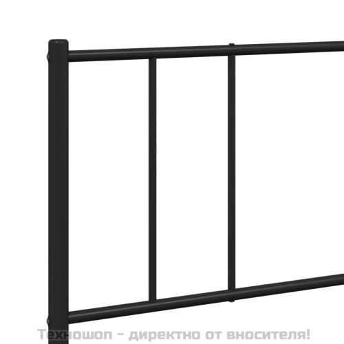 Метална рамка за легло с горна и долна табла, черна, 200x200 см