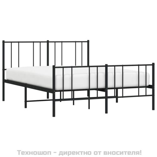 Метална рамка за легло с горна и долна табла, черна, 120x200 см