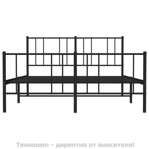 Метална рамка за легло с горна и долна табла, черна, 120x200 см