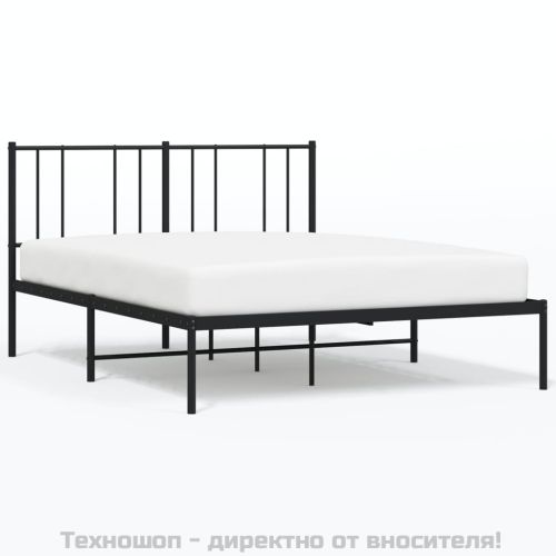 Метална рамка за легло с горна табла, бяла, 120x200 см