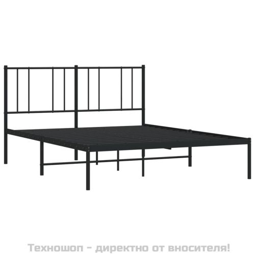 Метална рамка за легло с горна табла, бяла, 120x200 см