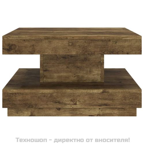 Маса за кафе, тъмнокафява, 60x60x35 см, МДФ
