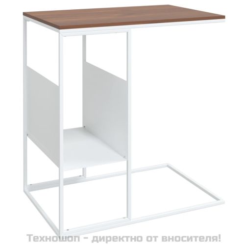 Странична маса, бяла, 55x36x59,5 см, инженерно дърво