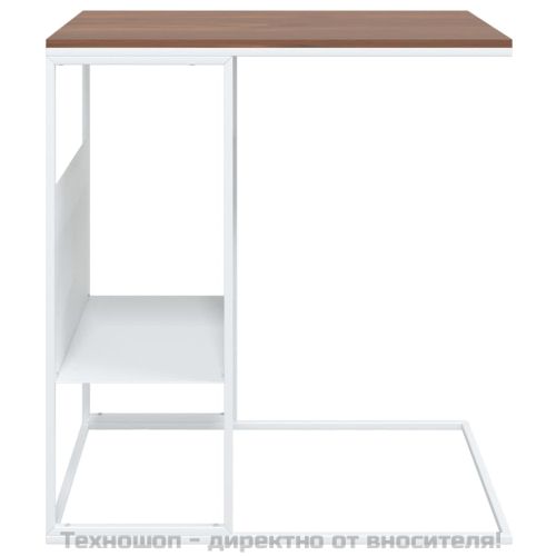 Странична маса, бяла, 55x36x59,5 см, инженерно дърво