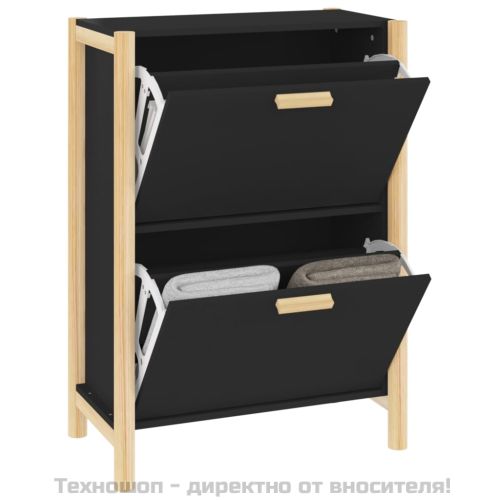 Шкаф за обувки, черен, 57,5x33x80 см, инженерно дърво
