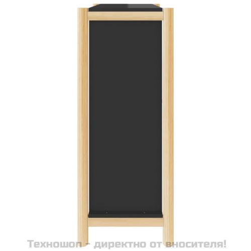 Шкаф за обувки, черен, 57,5x33x80 см, инженерно дърво