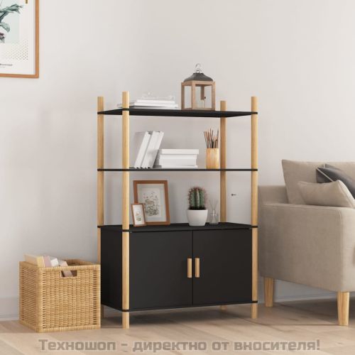 Висок шкаф, черен, 80x40x121 см, инженерно дърво