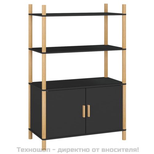 Висок шкаф, черен, 80x40x121 см, инженерно дърво