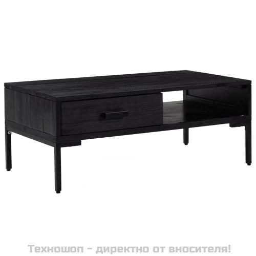 Маса за кафе, черна, 90x50x35 см, борово дърво масив