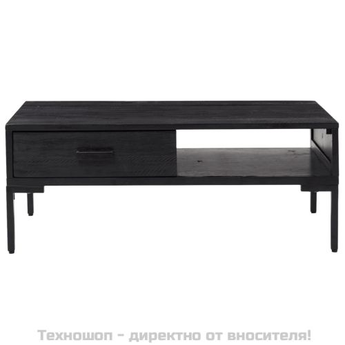 Маса за кафе, черна, 90x50x35 см, борово дърво масив