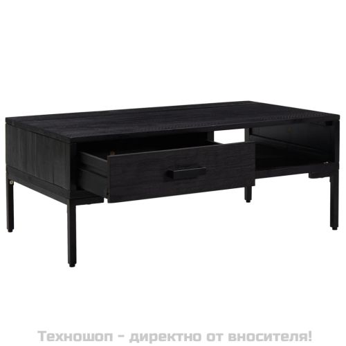 Маса за кафе, черна, 90x50x35 см, борово дърво масив