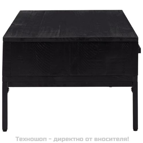 Маса за кафе, черна, 90x50x35 см, борово дърво масив