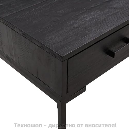 Маса за кафе, черна, 90x50x35 см, борово дърво масив