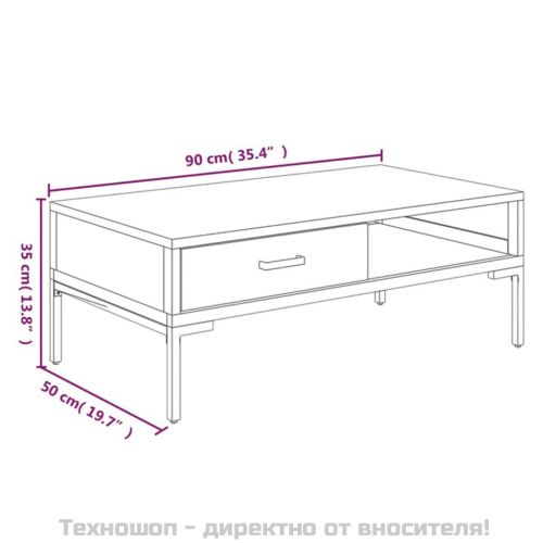 Маса за кафе, черна, 90x50x35 см, борово дърво масив