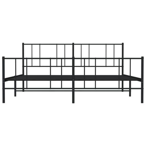 Метална рамка за легло, без матрак, с табли, черна, 180x200 см
