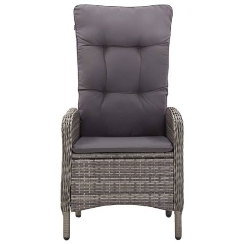 Градински бистро комплект, 3 части, полиратан, сив