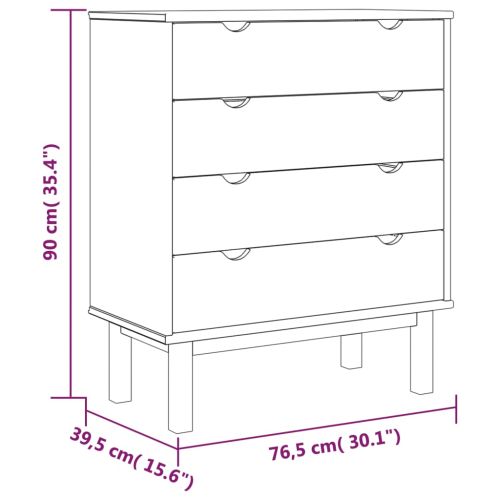 Шкаф с чекмеджета OTTA кафяво и сиво 76,5x39,5x90 см бор масив