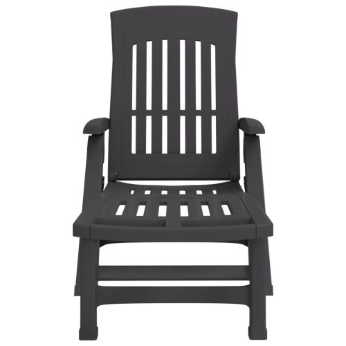 Сгъваем шезлонг с колела, антрацит, PP