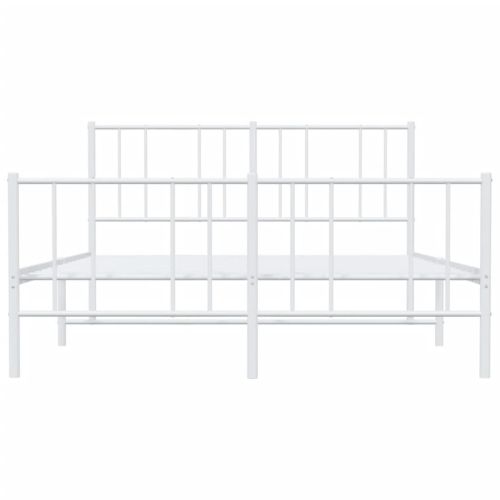 Метална рамка за легло с горна и долна табла, бяла, 135x190 см