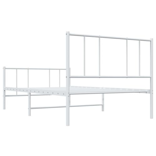 Метална рамка за легло с горна и долна табла, бяла, 90x200 см