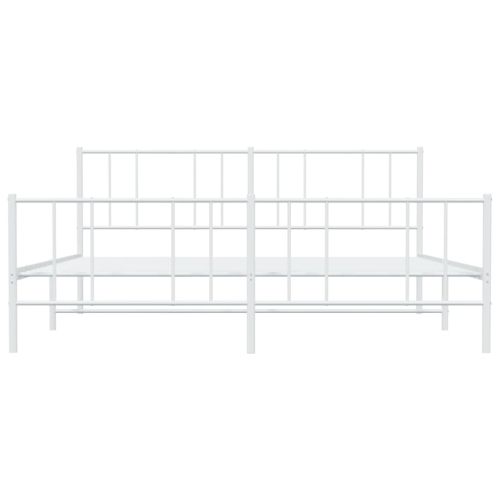 Метална рамка за легло с горна и долна табла, бяла, 180x200 см