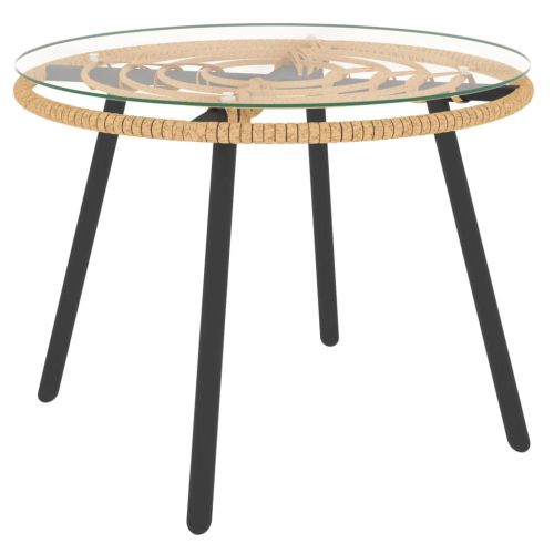 Градински комплект от 3 части с бежови възглавници полиратан