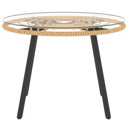 Градински комплект от 3 части с бежови възглавници полиратан