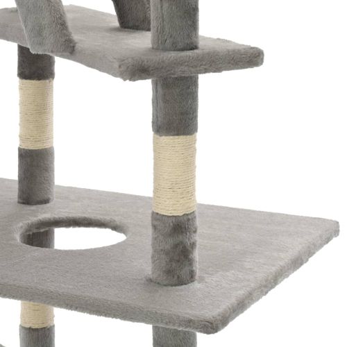 Котешко дърво със сизалени стълбове, 230-260 см, сиво